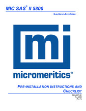 Micromeritics MIC SAS II 5800 Installation Instructions And Checklist