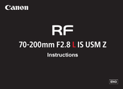 Canon RF 70-200mm F2.8 L IS USM Z Instructions Manual