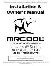 MrCool Universal MDUI18060E Installation & Owner's Manual