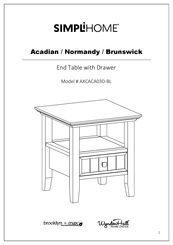 SIMPLIHOME brooklyn + max WyndenHall AXCACA03D-BL Manual