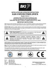 BKI CO1-G Installation And Operating Instructions Manual