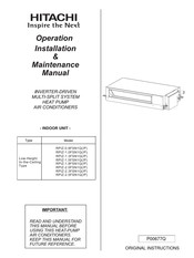 Hitachi RPIZ-1.3FSN1P Operation, Installation, And Maintenance Manual