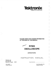 Tektronix R7903 Instruction Manual