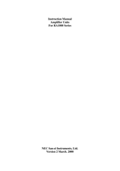 NEC Omniace II RA1000 Series Instruction Manual