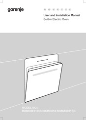 Gorenje BO6635E01B User And Installation Manual