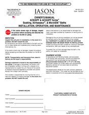 JASON Hydrotherapy forma AC635PF Owner's Manual