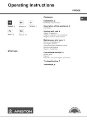 Ariston BTSZ 1620 I Operating Instructions Manual