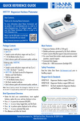Hanna Instruments HI97719B Quick Reference Manual