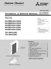 Mitsubishi Electric American Standard NAXMPH36A142BA Technical & Service Manual
