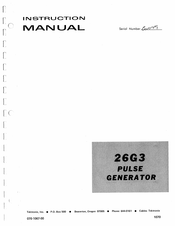 Tektronix 26G3 Instruction Manual