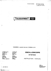 Tektronix D1016A Instruction Manual
