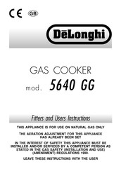 DeLonghi 5640 GG Fitters And Users Instructions