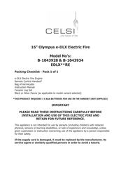 Celsi Olympus e-DLX B-1043934 Instruction Manual