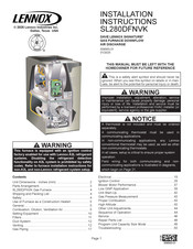 Lennox SIGNATURE SL280DFNVK Installation Instructions Manual