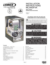 Lennox MERIT ML296DF070XV48BK Installation Instructions Manual