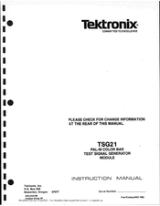 Tektronix TSG21 Instruction Manual