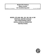 Unitary products group CPV 096 Installation & Operation Instructions