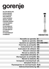 Gorenje HBX601XG Instructions For Use Manual