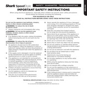 Shark SpeedStyle HD300EU Series Troubleshooting Manual