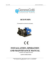 GemmeCotti HCO 160 Installation, Operation And Maintenance Manual