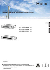 Haier AD125S2SM8FA Operation Manual And Installation Manual