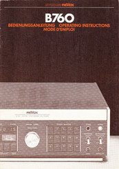 STUDER REVOX B760 Operating Instructions Manual