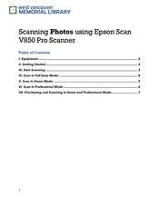 Epson Scan V850 Pro Quick Start Manual