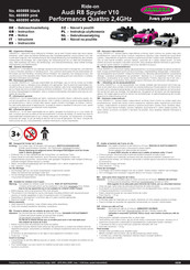 Jamara Ride-on Audi R8 Spyder V10 Performance Quattro Instructions Manual
