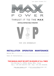 MAX power VIP 250 HYDRAULIC Installation Operation & Maintenance