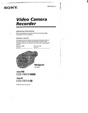 Sony Handycam Video 8 CCD-TR710 Operating Instructions Manual