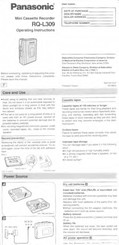 Panasonic RQ-L309 Operating Instructions