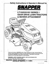 Snapper LT125G331KV Series 1 Safety Instructions And Operator's Manual