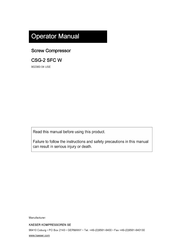 KAESER KOMPRESSOREN CSG-2 SFC W Operator's Manual
