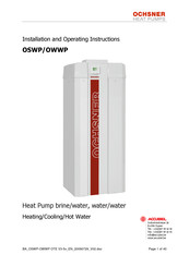 Ochsner OSWPR96 Installation And Operating Instructions Manual