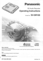 Panasonic SVSR100 - SD AUDIO RECORDER Operating Instructions Manual