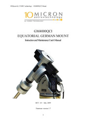COMEC 10Micron GM4000QCI Instruction And Maintenance Manual
