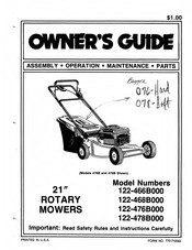 MTD 476B' 478B Shown Owner's Manual
