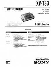 Sony Edit Studio XV-T33 Service Manual
