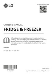 LG GB-B3354PY Owner's Manual