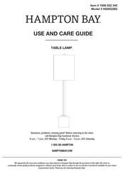 HAMPTON BAY HD8522B2 Use And Care Manual