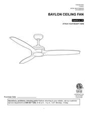 Harbor Breeze BAYLON BAY60MBKB3R Manual