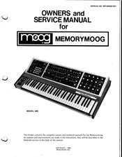 Moog Memorymoog 345 Owner's And Service Manual