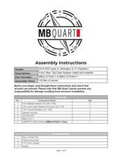 MB QUART MBQJ-STG4A-1 Assembly Instructions Manual