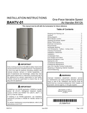 Blueridge BAH7V-01 Installation Instructions Manual