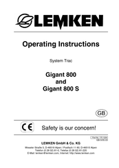 LEMKEN Gigant 800 Operating Instructions Manual