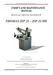 Thomas ZIP 22 User And Maintenance Manual
