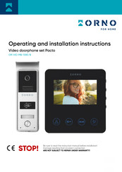 Orno Pacto OR-VID-MB-1083/B Operating And Installation Instructions