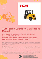 TCM FG30C3 Operation & Maintenance Manual
