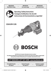 Bosch GSA18V-126 Operating/Safety Instructions Manual