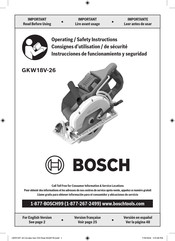Bosch GKW18V-26 Operating/Safety Instructions Manual